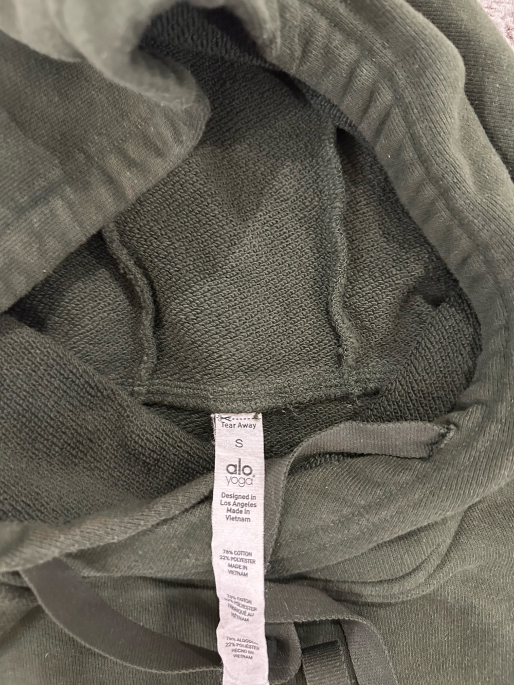 ALO Olive Green Women's Hooded Sweatshirt - Picture 3 of 4